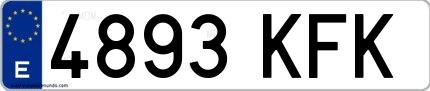 Ejemplo de matrícula española 4893 KFK