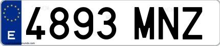 Ejemplo de matrícula española 4893 MNZ