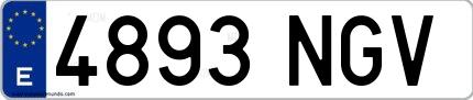 Ejemplo de matrícula española 4893 NGV