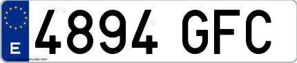 Ejemplo de matrícula española 4894 GFC