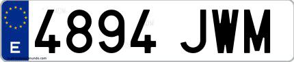 Ejemplo de matrícula española 4894 JWM
