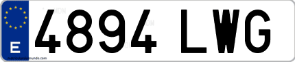 Ejemplo de matrícula de coche ordinaria 4894 LWG