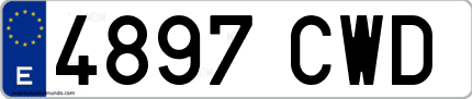 Ejemplo de matrícula de coche ordinaria 4897 CWD