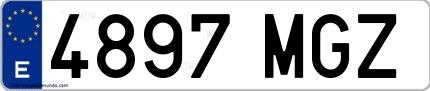 Ejemplo de matrícula española 4897 MGZ