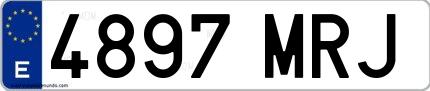 Ejemplo de matrícula española 4897 MRJ