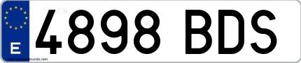 Ejemplo de matrícula española 4898 BDS
