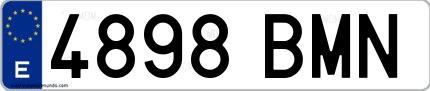 Ejemplo de matrícula española 4898 BMN