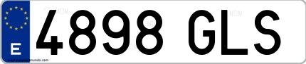 Ejemplo de matrícula española 4898 GLS