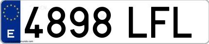 Ejemplo de matrícula española 4898 LFL
