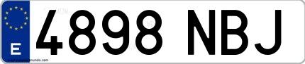 Ejemplo de matrícula española 4898 NBJ