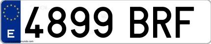 Ejemplo de matrícula española 4899 BRF