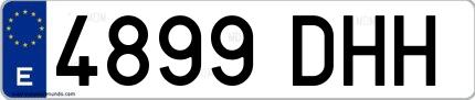 Ejemplo de matrícula española 4899 DHH