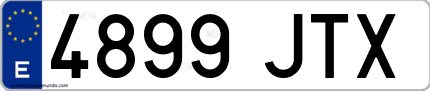 Ejemplo de matrícula de coche ordinaria 4899 JTX