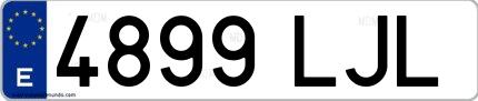Ejemplo de matrícula española 4899 LJL