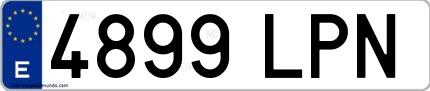Ejemplo de matrícula española 4899 LPN