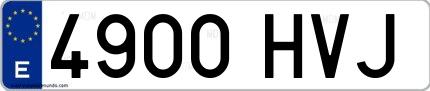 Ejemplo de matrícula española 4900 HVJ