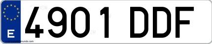 Ejemplo de matrícula española 4901 DDF
