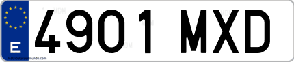 Ejemplo de matrícula de coche ordinaria 4901 MXD