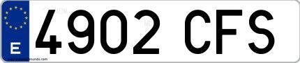 Ejemplo de matrícula española 4902 CFS
