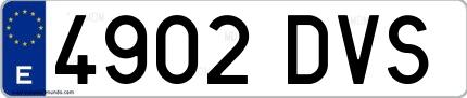 Ejemplo de matrícula española 4902 DVS