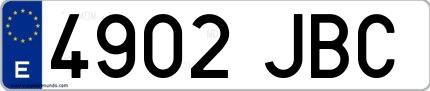 Ejemplo de matrícula española 4902 JBC