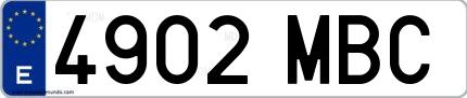 Ejemplo de matrícula española 4902 MBC