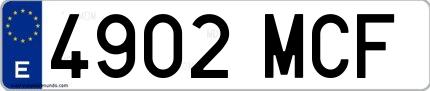 Ejemplo de matrícula española 4902 MCF