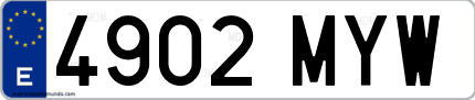 Ejemplo de matrícula de coche ordinaria 4902 MYW