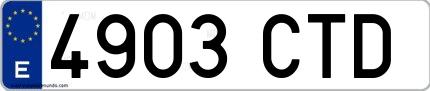 Ejemplo de matrícula española 4903 CTD