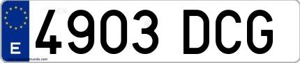 Ejemplo de matrícula española 4903 DCG