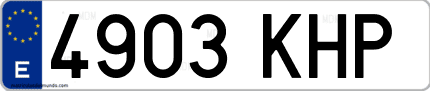 Ejemplo de matrícula de coche ordinaria 4903 KHP