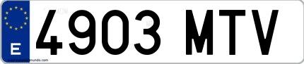 Ejemplo de matrícula española 4903 MTV