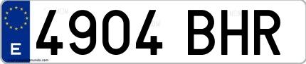 Ejemplo de matrícula española 4904 BHR