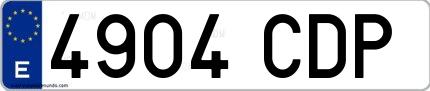 Ejemplo de matrícula española 4904 CDP