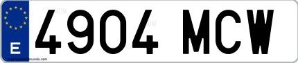 Ejemplo de matrícula española 4904 MCW