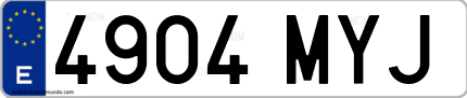 Ejemplo de matrícula de coche ordinaria 4904 MYJ