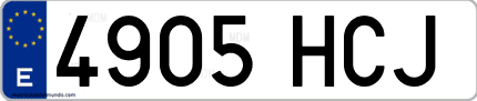 Ejemplo de matrícula de coche ordinaria 4905 HCJ
