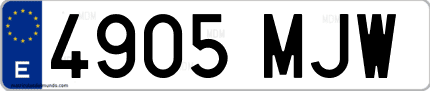 Ejemplo de matrícula de coche ordinaria 4905 MJW