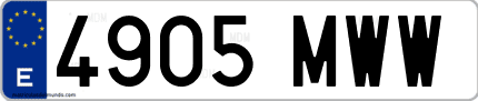 Ejemplo de matrícula de coche ordinaria 4905 MWW