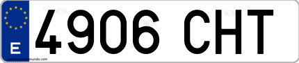 Ejemplo de matrícula de coche ordinaria 4906 CHT