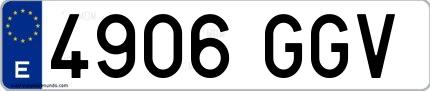 Ejemplo de matrícula española 4906 GGV