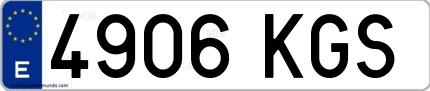 Ejemplo de matrícula española 4906 KGS
