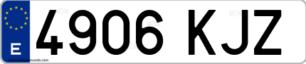 Ejemplo de matrícula de coche ordinaria 4906 KJZ