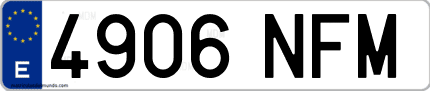 Ejemplo de matrícula de coche ordinaria 4906 NFM