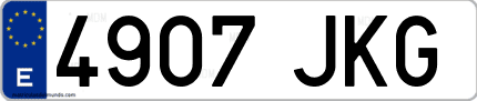 Ejemplo de matrícula de coche ordinaria 4907 JKG