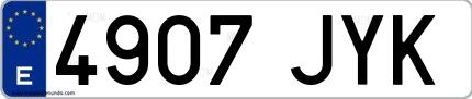 Ejemplo de matrícula española 4907 JYK