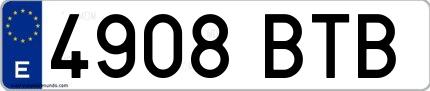 Ejemplo de matrícula española 4908 BTB