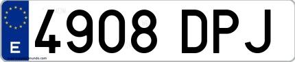 Ejemplo de matrícula española 4908 DPJ