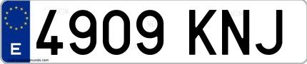 Ejemplo de matrícula española 4909 KNJ