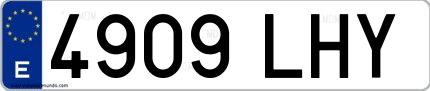 Ejemplo de matrícula española 4909 LHY